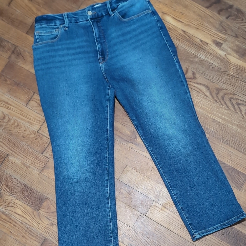 GOOD AMERICAN Cropped STRAIGHT LEG Mid Rise JEANS Sz 15